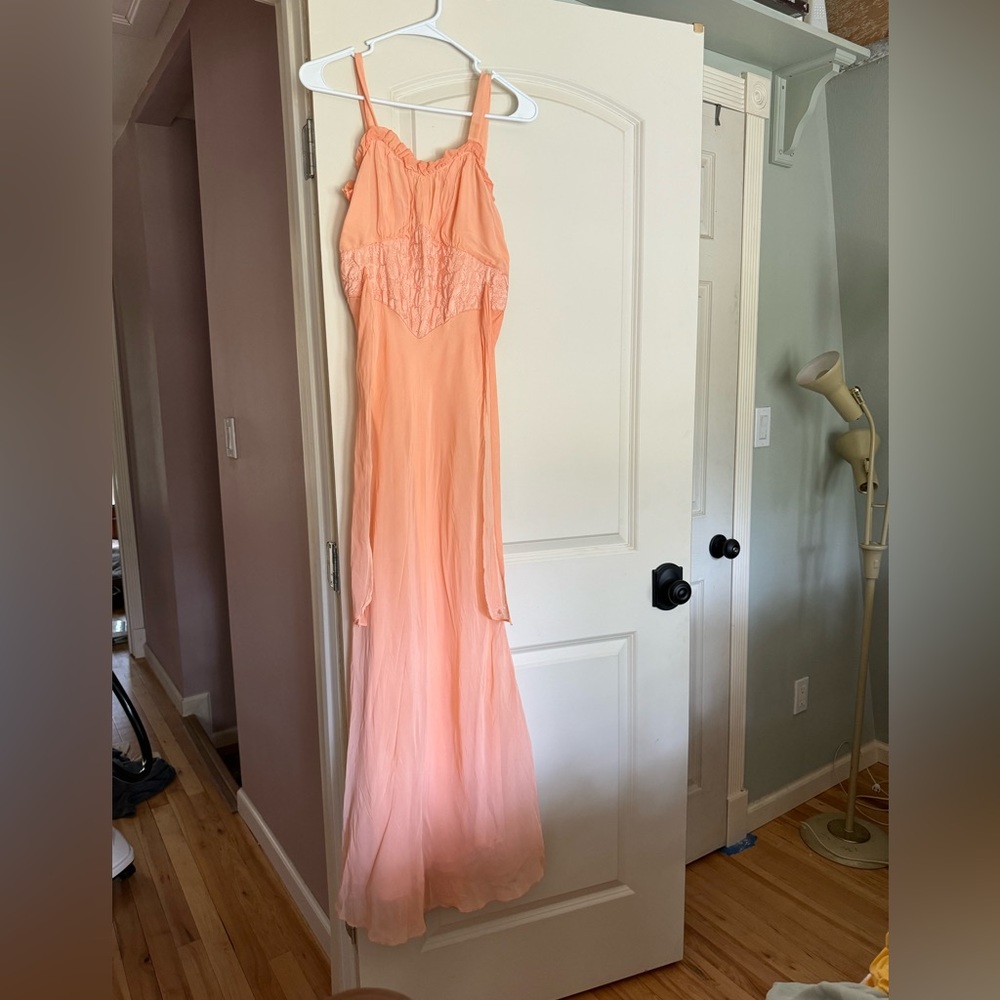 Vintage Peach Cottagecore Coquette Dress